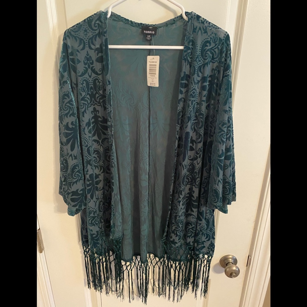 Green felt cardigan